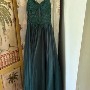 Zara Dark Green Mesh Dress